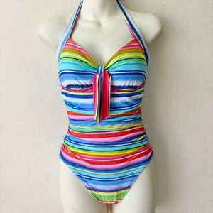 Seafolly Striped Halter One Piece Swimsuit
